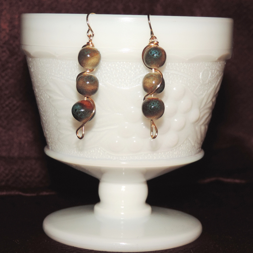 Dangle Drop Earrings Blue Turquoise Beads